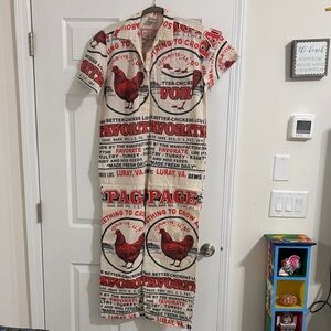 Vintage Rooster Print Coverall
